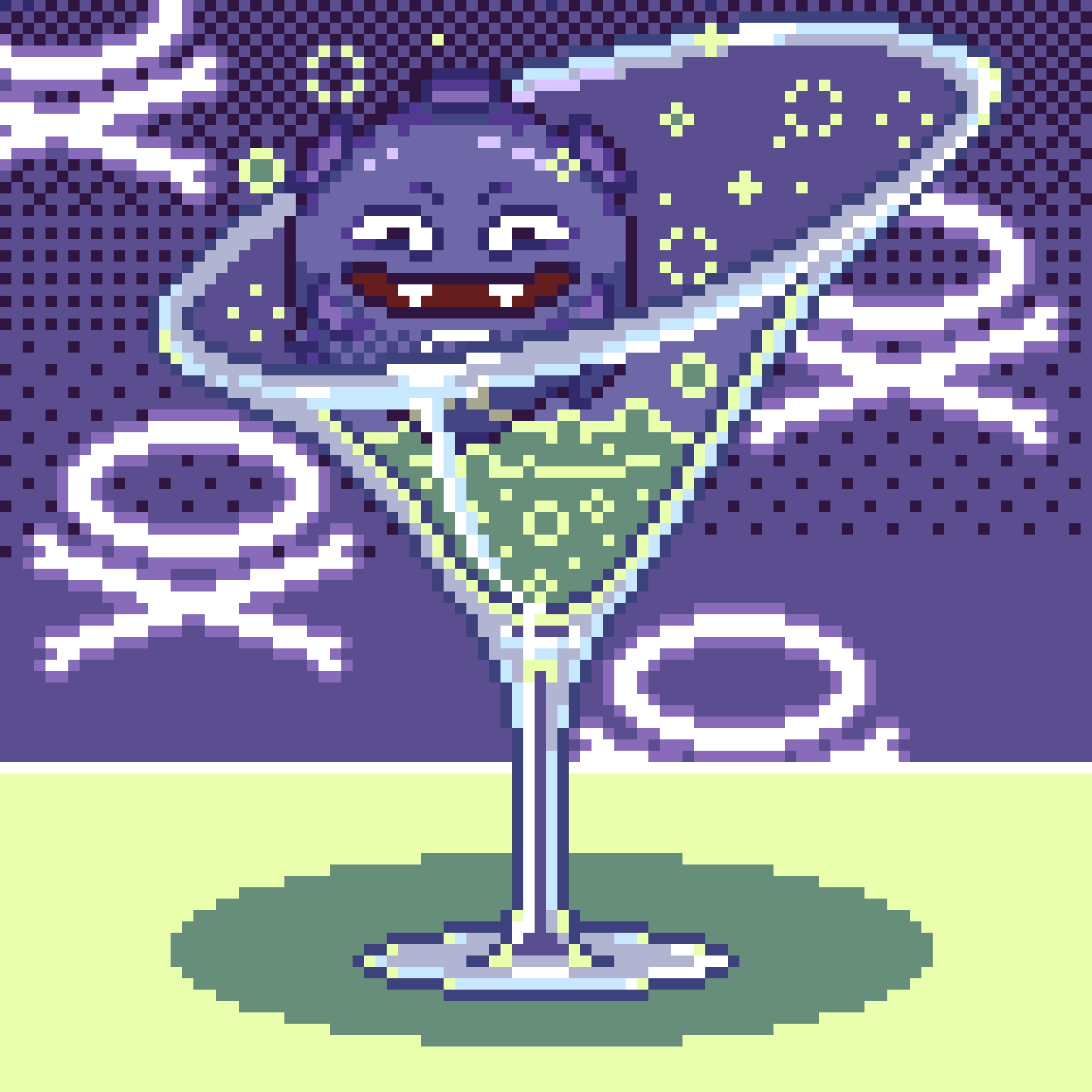 animal_focus, bad_food, black_eyes, bubble, cocktail_glass, commentary_request, cup, drink
