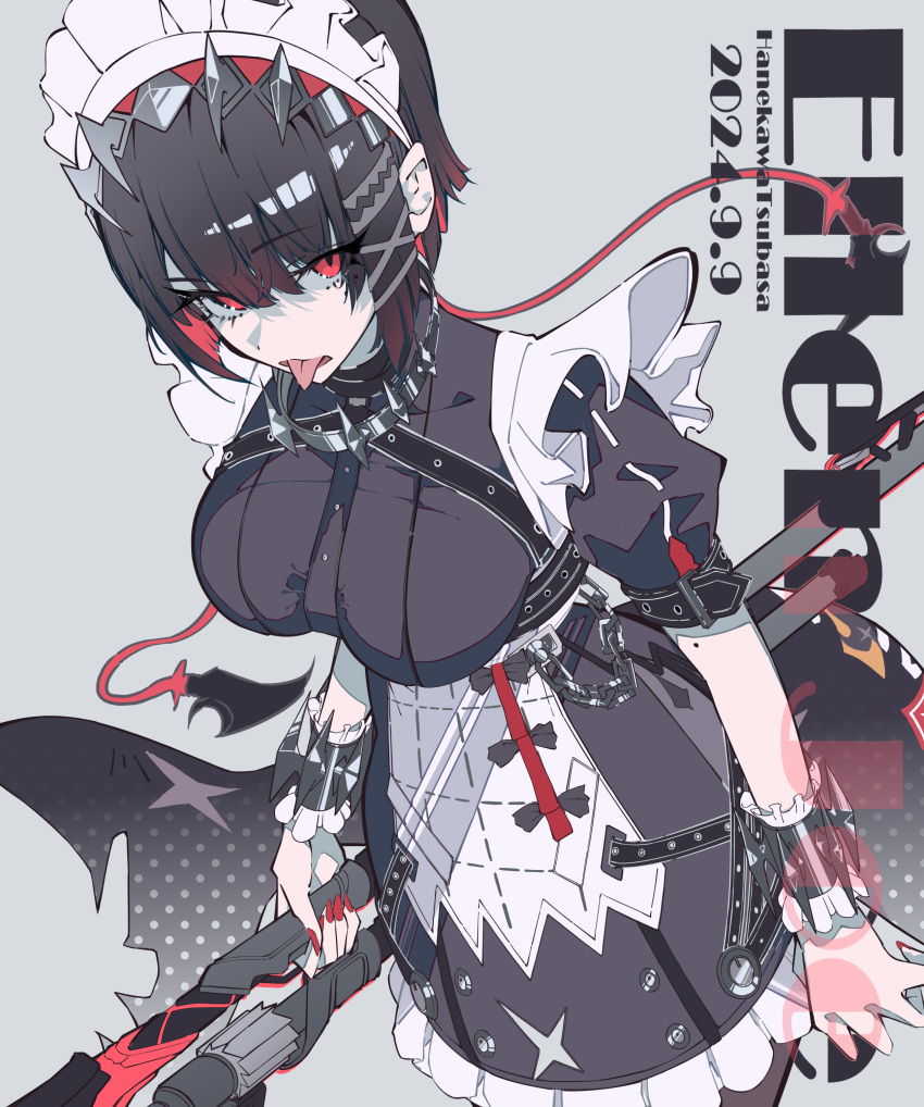 1girl, absurdres, black_hair, breasts, colored_inner_hair, ellen_joe, fins, fish_tail