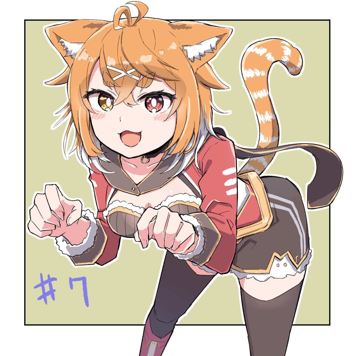 1girl, ahoge, animal_ears, cat_ears, cat_tail, heterochromia, hirune_nekoma, ki-ro-to