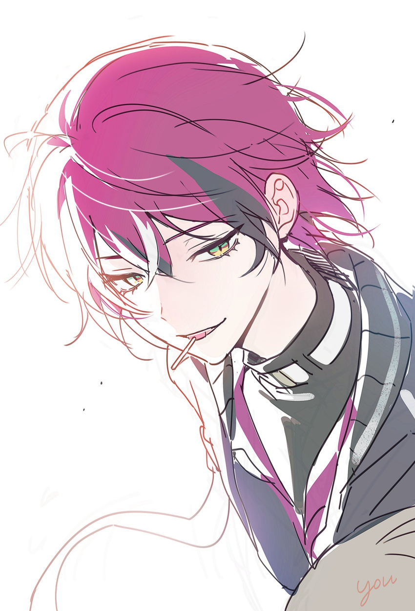 1boy, belt, belt_collar, black_shirt, collar, commentary, doppio_dropscythe, doppio_dropscythe_(1st_costume)