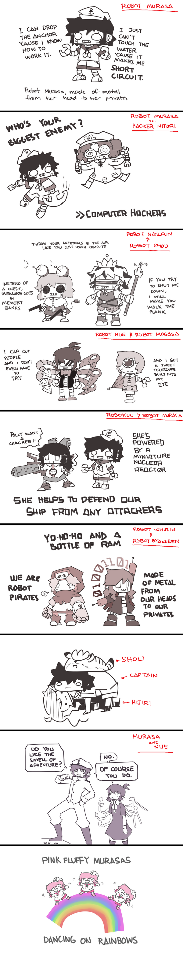 comic, english, hijiri_byakuren, houjuu_nue, kawashiro_nitori, kumoi_ichirin, littleshrimp, mechanization