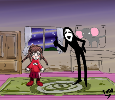 green_carpet, lowres, madotsuki, oktoberfools, original, pink_sweater, purple_skirt, skirt