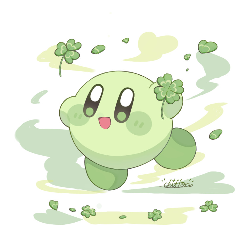 airi_chiffon, alternate_color, blush_stickers, clover, commentary_request, four-leaf_clover, green_theme, highres