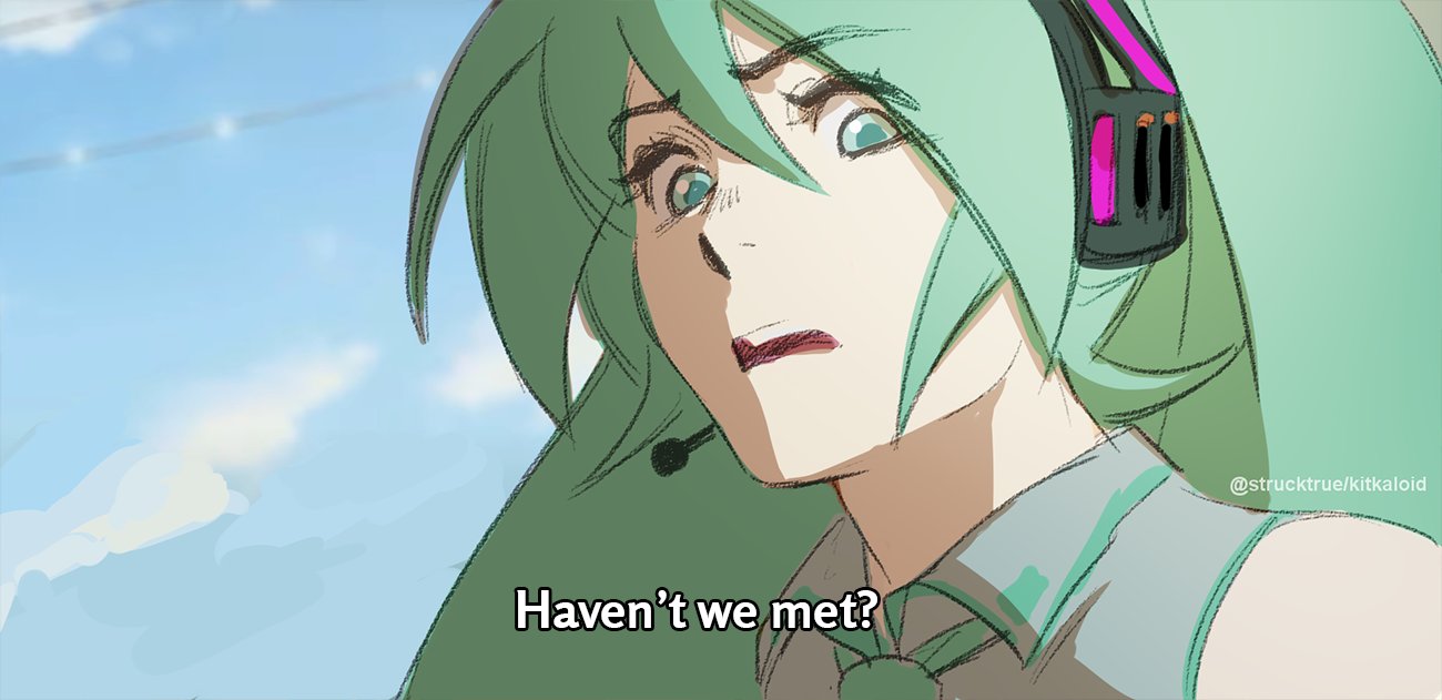 1girl, aqua_hair, aqua_necktie, black_sleeves, blue_sky, brazilian_twitter_ban, clouds, commentary