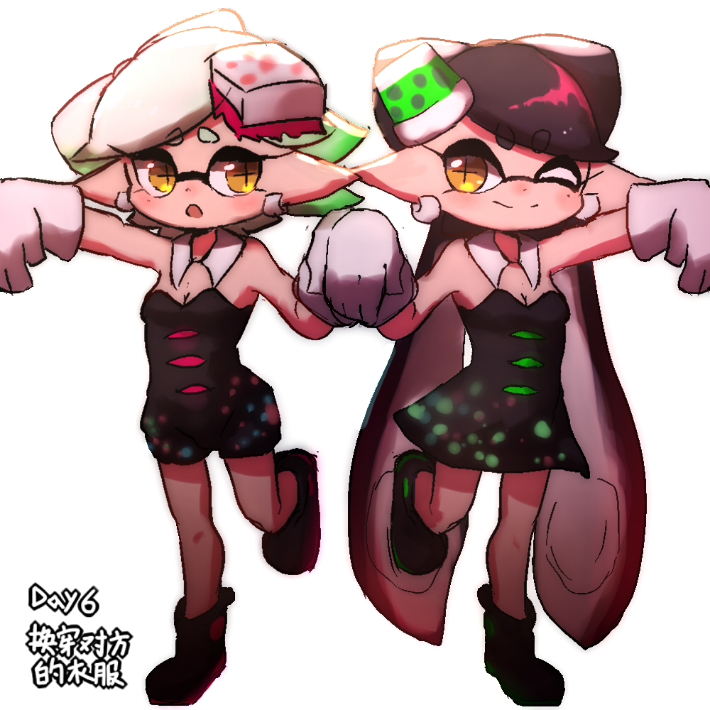 +_+, 2girls, alternate_costume, callie_(splatoon), callie_(splatoon)_(cosplay), cosplay, cousins, inkling