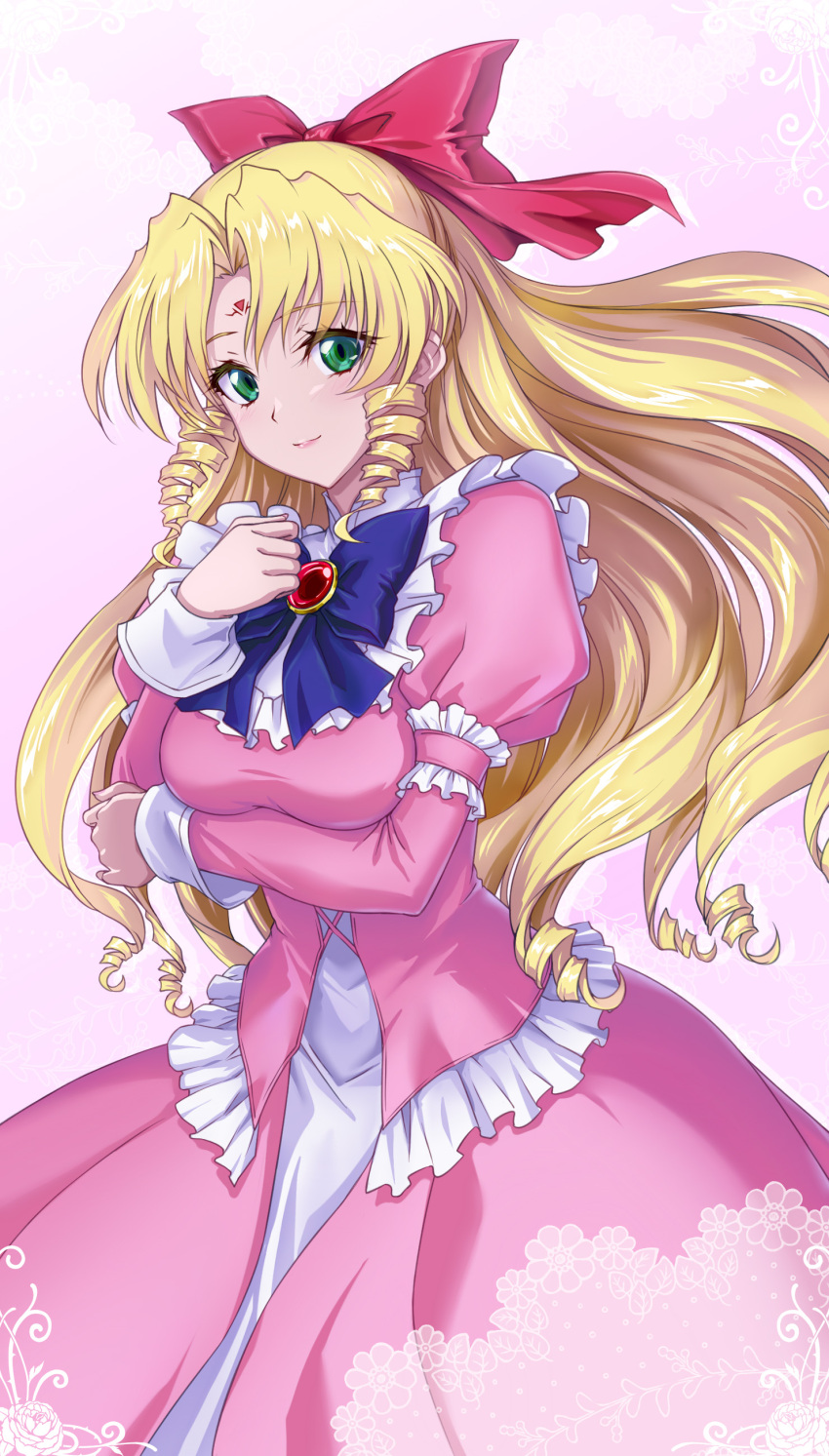 1girl, absurdres, bakuretsu_hunters, barbara_ouiblert, blonde_hair, blue_bow, blue_eyes, bow