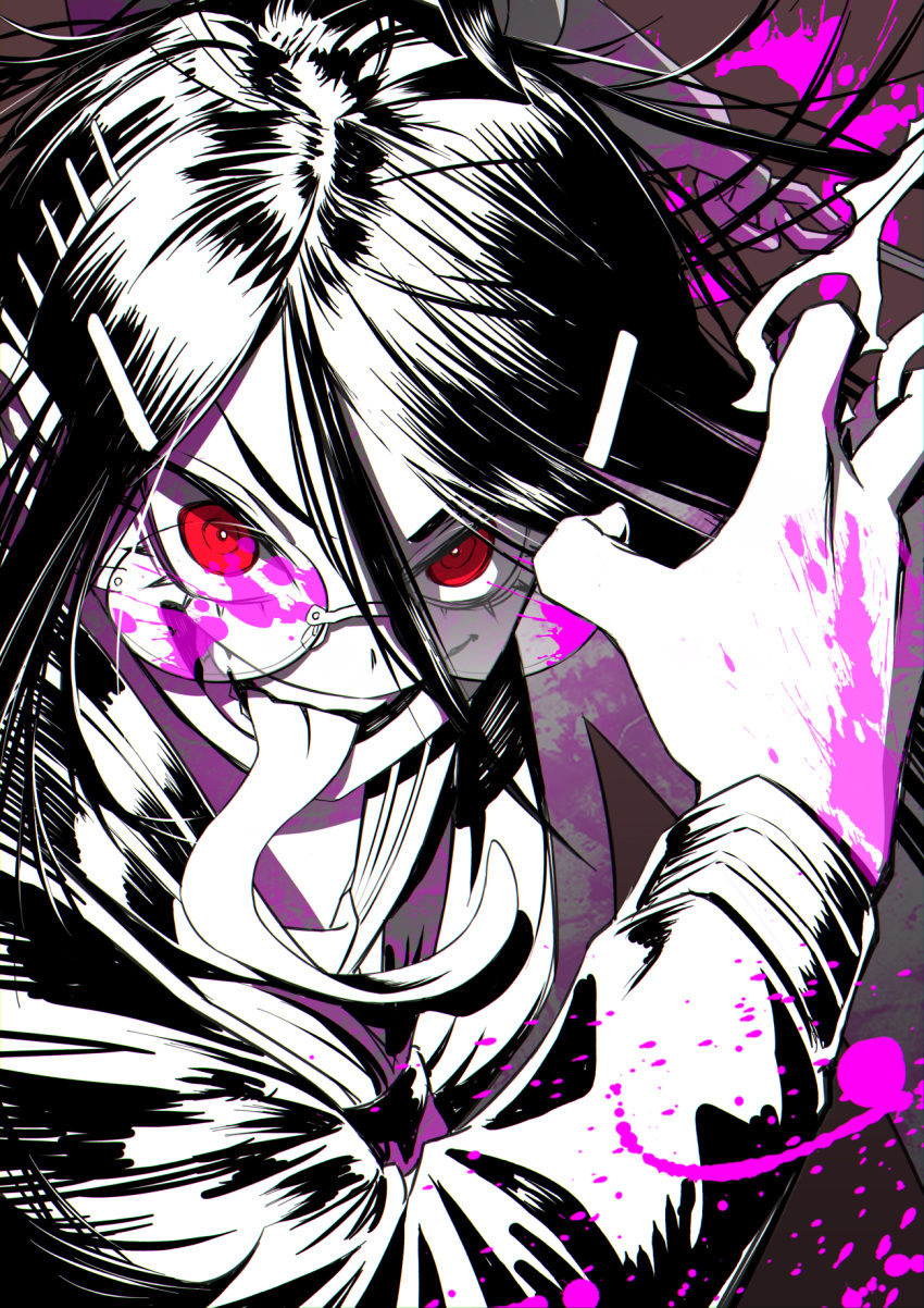 1girl, blood, danganronpa:_trigger_happy_havoc, danganronpa_(series), fukawa_toko, genocider_shou, glasses, hair_between_eyes