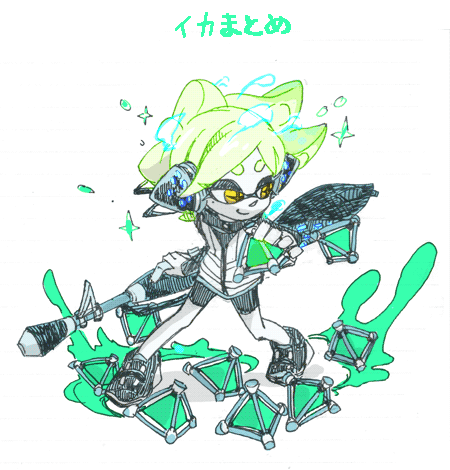 +_+, agent_3_(splatoon), agent_3_(splatoon)_(cosplay), cape, cosplay, hero_charger_(splatoon), high-visibility_clothing, high-visibility_vest