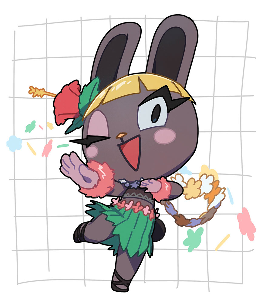 1girl, animal_crossing, animal_ears, animal_nose, blonde_hair, bonbon_(animal_crossing), commentary_request, flower