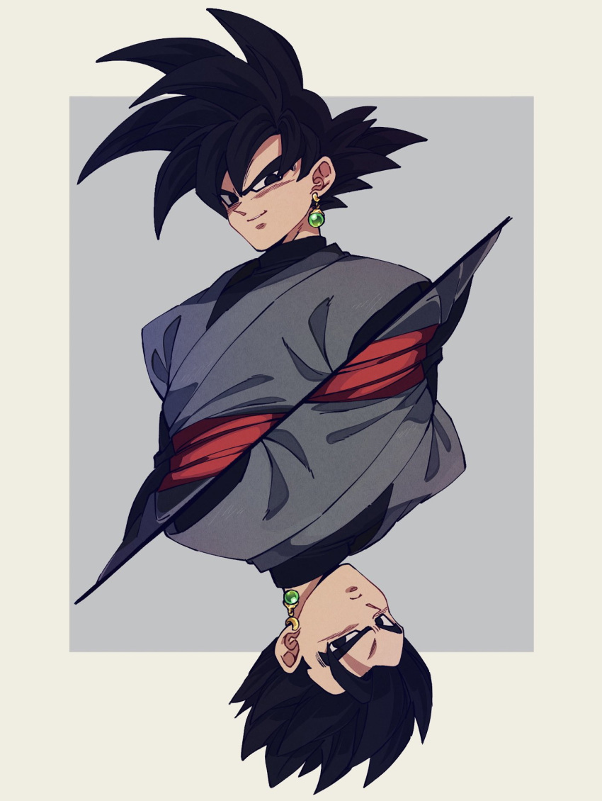2boys, black_eyes, black_hair, dragon_ball, dragon_ball:_sparking!, dragon_ball_super, earrings, goku_black