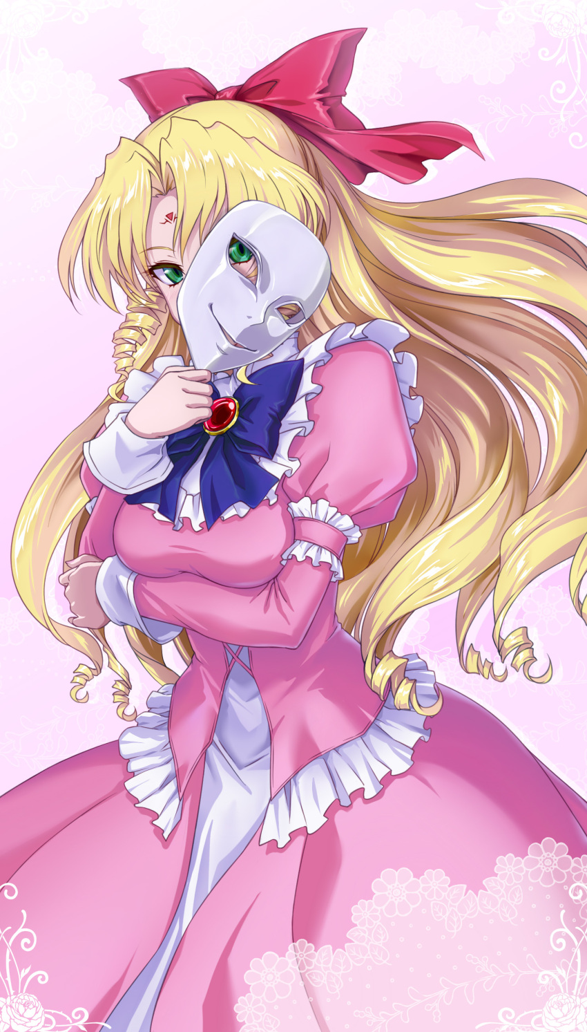 1girl, absurdres, bakuretsu_hunters, barbara_ouiblert, blonde_hair, blue_bow, bow, breasts