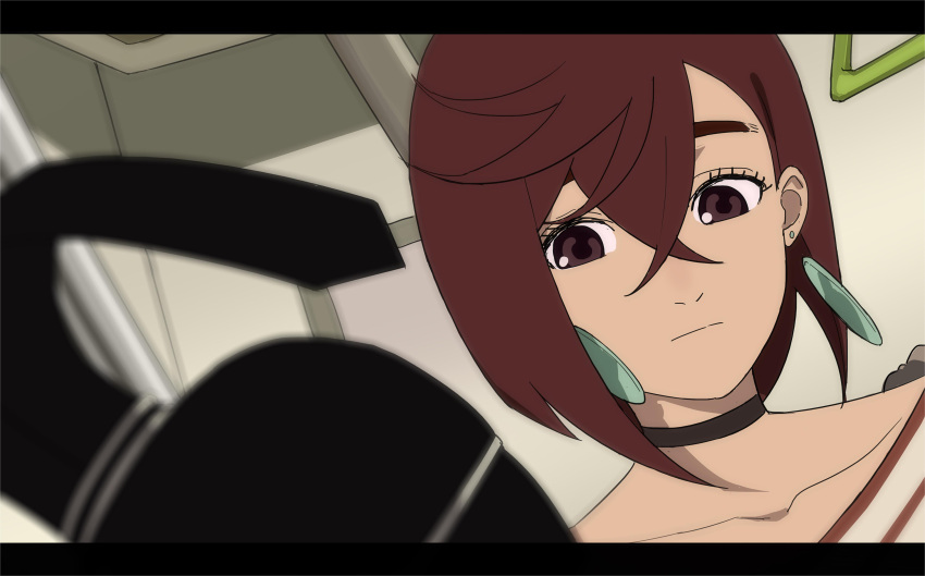 1boy, 1girl, absurdres, ayase_momo, black_choker, black_hair, blurry, blurry_foreground