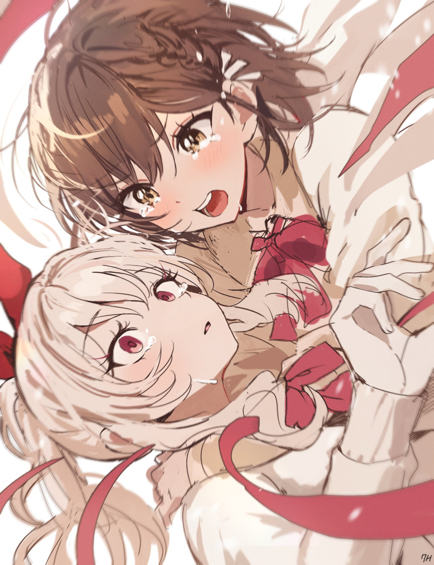 1girl, 1other, absurdres, akiyama_mizuki, androgynous, blush, bow, bowtie