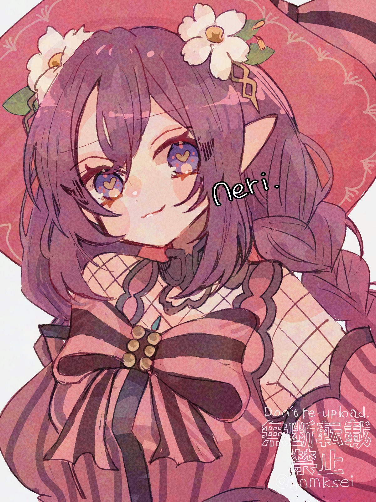 1girl, bow, bowtie, closed_mouth, commentary_request, eyelashes, flower, hair_flower