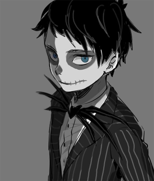 1boy, animification, aromari, black_hair, blue_eyes, bow, bowtie, commentary_request