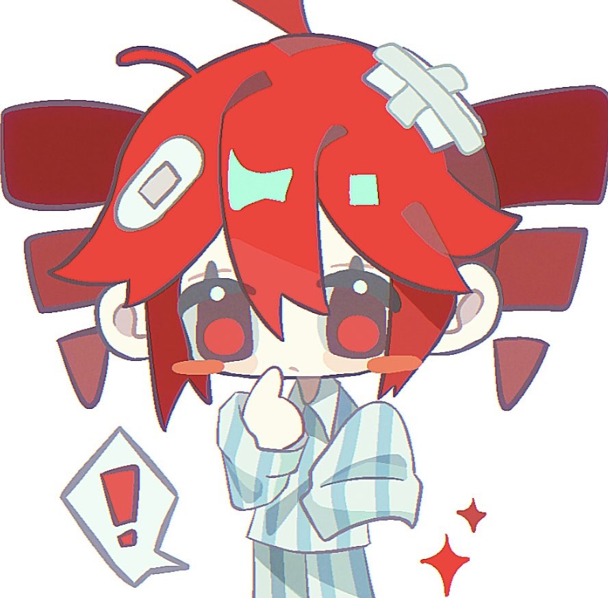 !, 1girl, ahoge, bandaid, bandaid_hair_ornament, blush_stickers, chibi, chibi_only