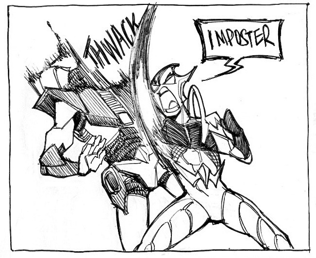 2boys, andro_melos, andro_melos_(series), armor, attack, commentary, english_commentary, english_text