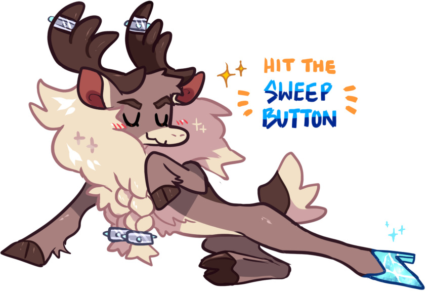 1boy, animal_ears, antler_ornament, antlers, blush, braid, closed_eyes, closed_mouth