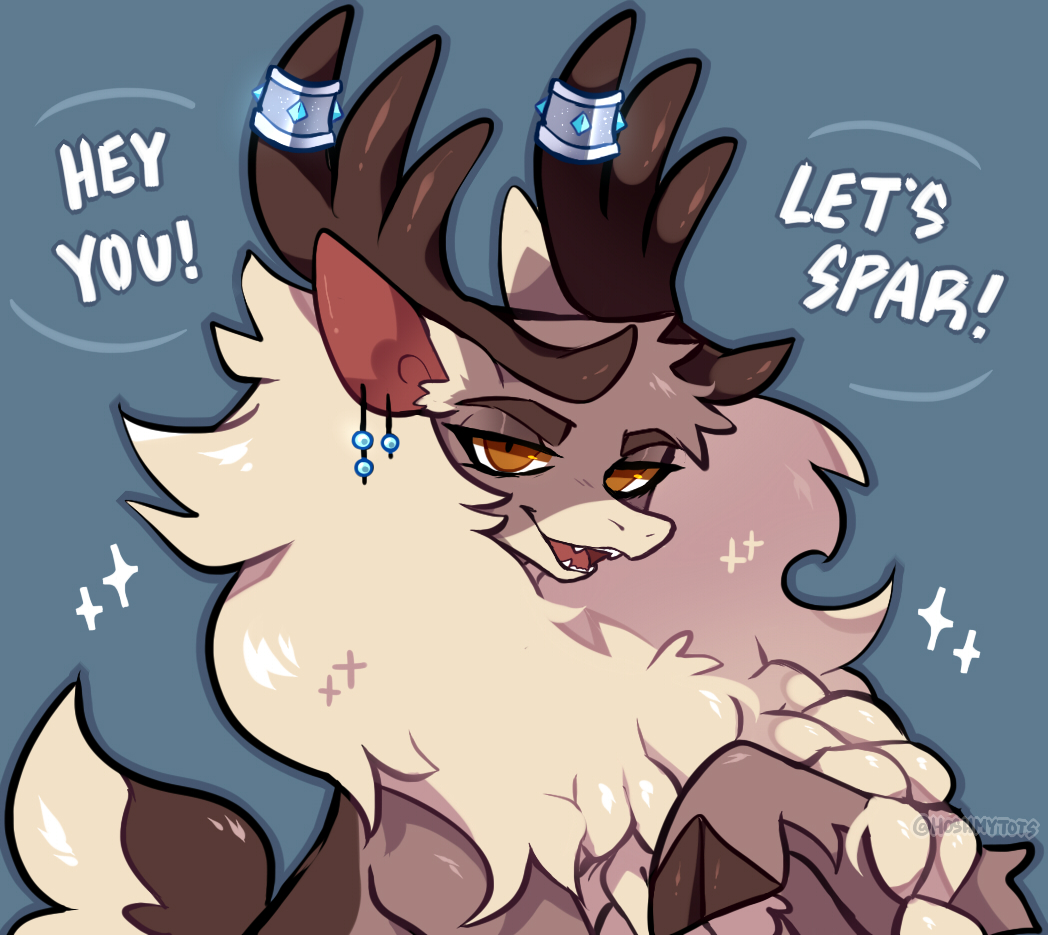 1boy, animal_ears, antler_ornament, antlers, blue_background, braid, brown_eyes, deer