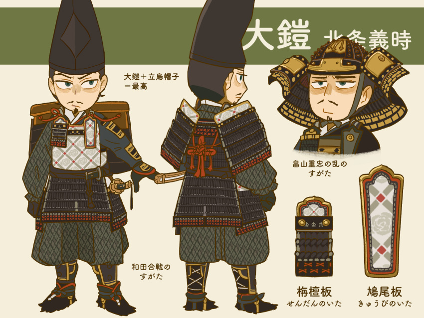 13_lords_of_the_shogun, armor, facial_hair, goatee, hat, helmet, highres, houjou_yoshitoki