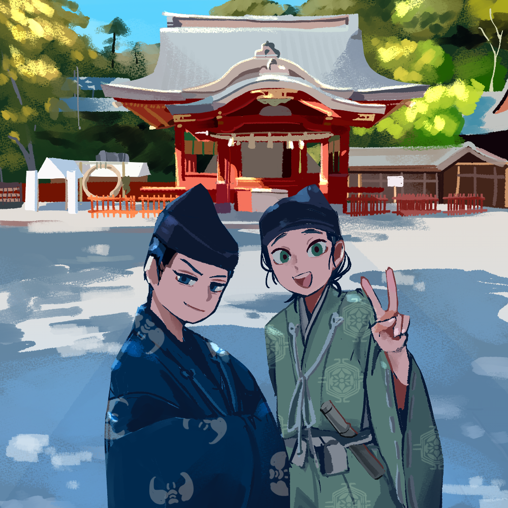 13_lords_of_the_shogun, houjou_yoshitoki_(13_lords_of_the_shogun)_(young), japanese_clothes, kamakura_(city), kanokiwa, miura_yoshimura_(13_lords_of_the_shogun), orieboshi, tagme