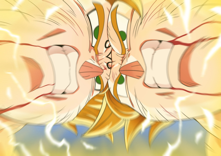 2boys, black_eyeliner, blonde_hair, blood, blood_from_mouth, blurry, clenched_teeth, commentary