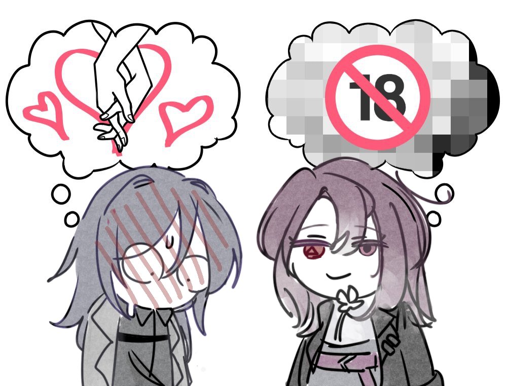 2girls, another_ship_dynamic_i_enjoy_(meme), black_coat, black_hair, black_shirt, blush, censored, chief_(path_to_nowhere)