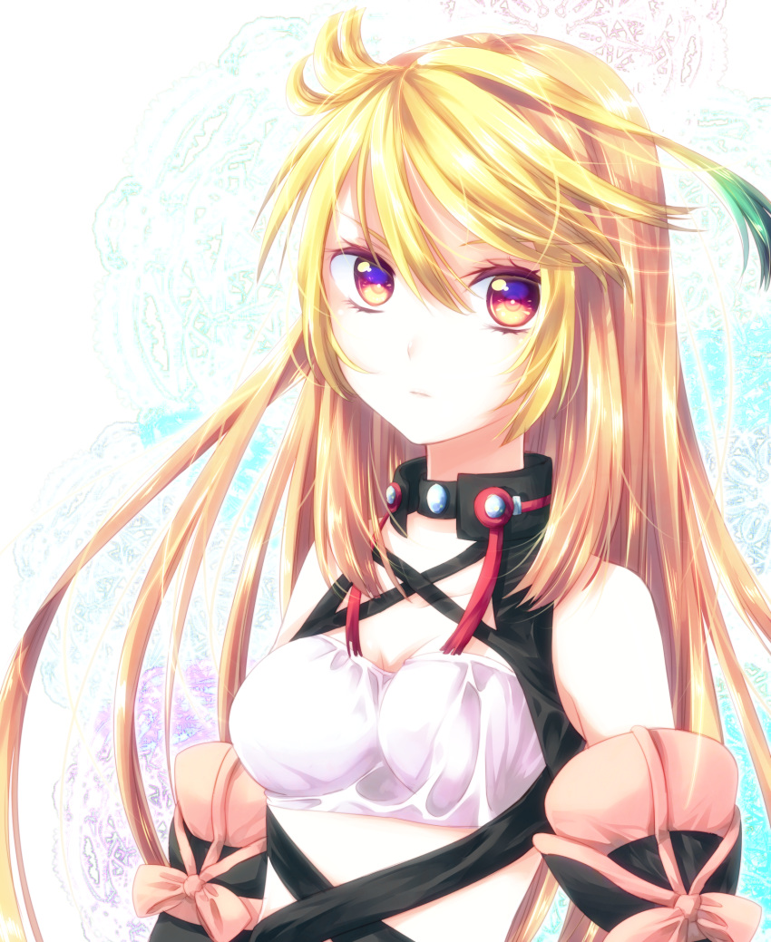 bad_id, blonde_hair, choker, gradient_hair, green_hair, highres, long_hair, milla_maxwell