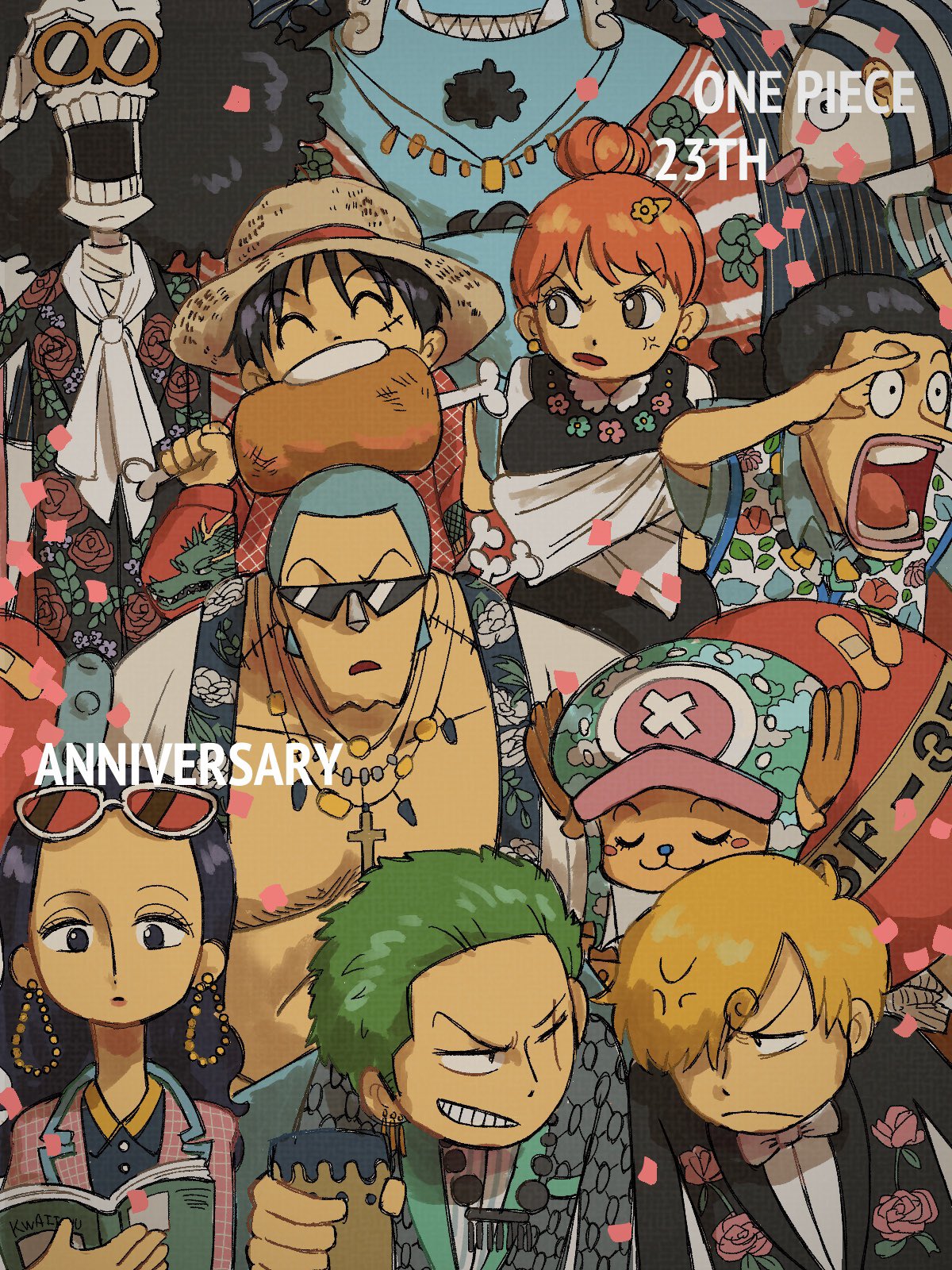 2girls, 6+boys, ^_^, afro, antlers, ascot, black_hair, blonde_hair