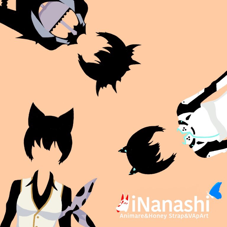 12_shichou, 3girls, animal_ears, animare, arm_ribbon, black_footwear, black_hair, black_jacket