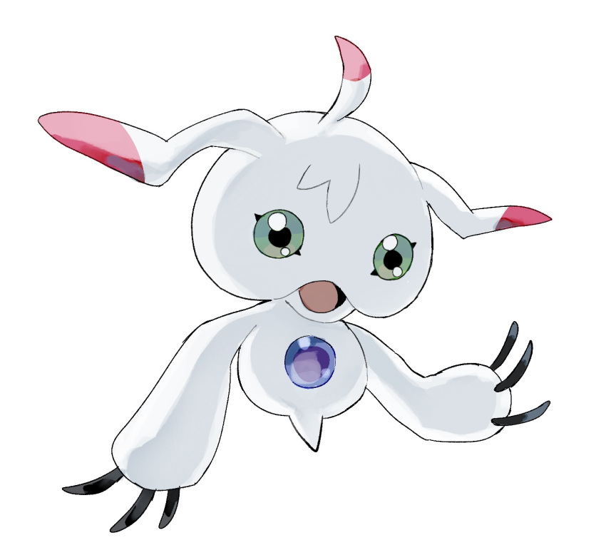 digimon, digimon_(creature), full_body, green_eyes, highres, no_humans, shui_miao, simple_background