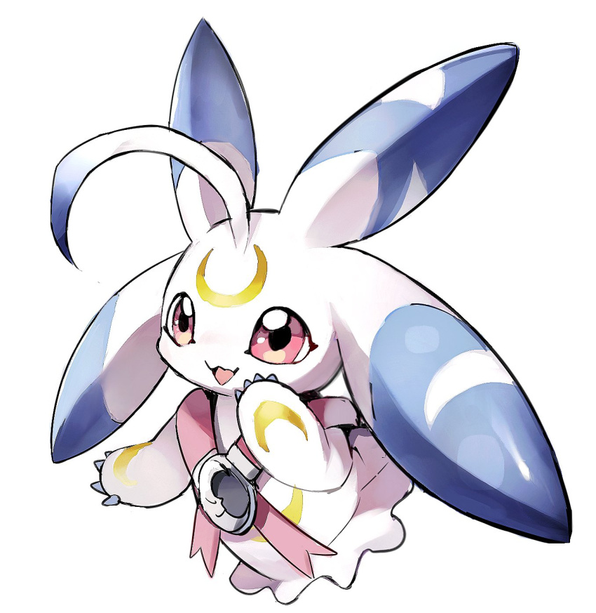 1girl, ahoge, body_fur, crescent, digimon, digimon_(creature), full_body, highres