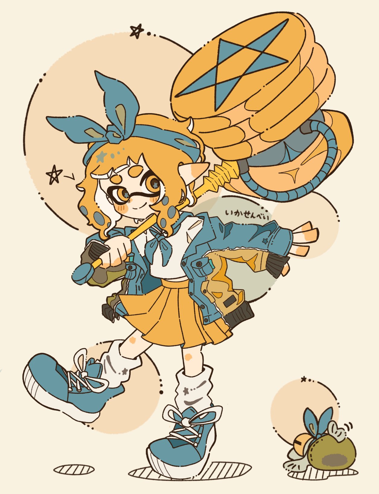 1girl, =_=, blue_bow, blue_hairband, blue_jacket, bow, bow_hairband, closed_mouth