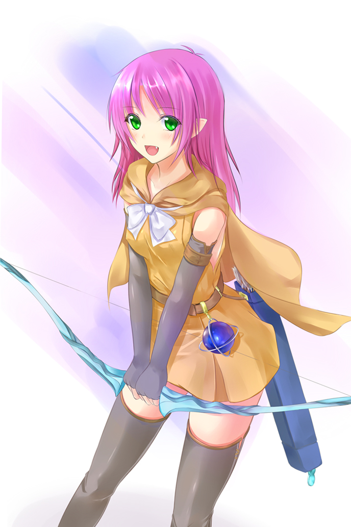 adult, belt, bow_(weapon), cape, dress, elbow_gloves, fa, fa_(fire_emblem)