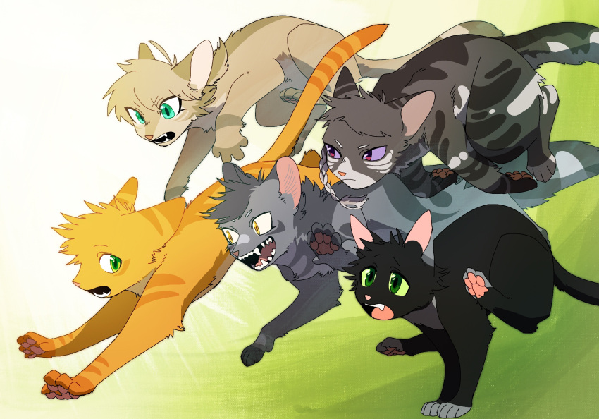 animal, animal_focus, aqua_eyes, black_cat, cat, commentary_request, dustpelt, firestar_(warrior_cats)