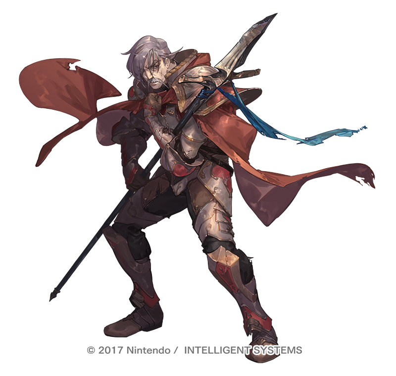 1boy, 2017, armor, cape, commentary_request, company_name, copyright_notice, facial_hair