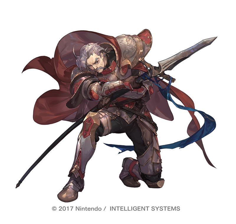 1boy, 2017, armor, cape, commentary_request, company_name, copyright_notice, facial_hair