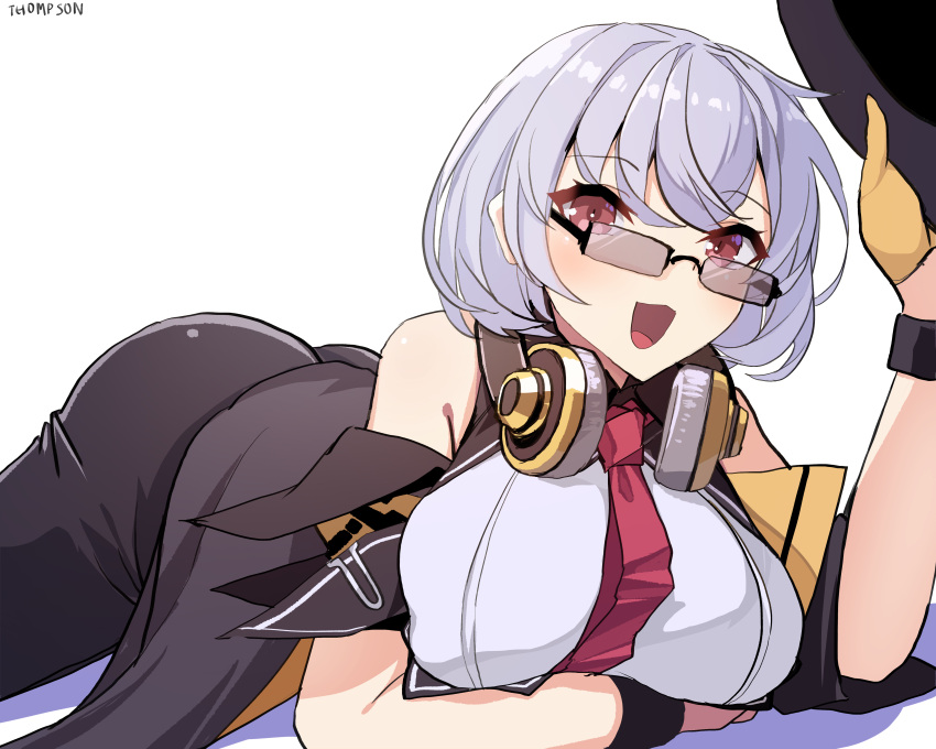 1girl, absurdres, arm_under_breasts, ass, blush, breasts, commentary_request, girls_frontline