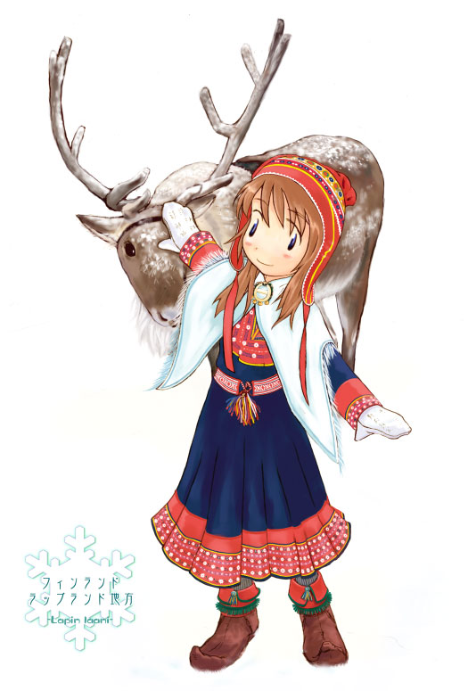 1girl, aqua_shawl, belt, blue_dress, blue_eyes, boots, brown_footwear, brown_hair
