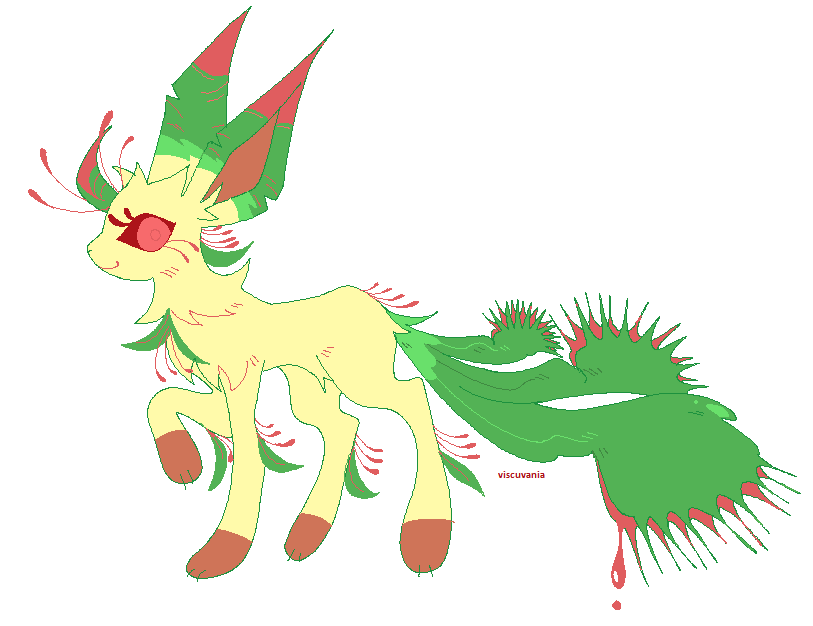 alternate_form, animal_focus, animal_hands, blood_drip, carnivorous_plant, colored_eyelashes, colored_sclera, leaf
