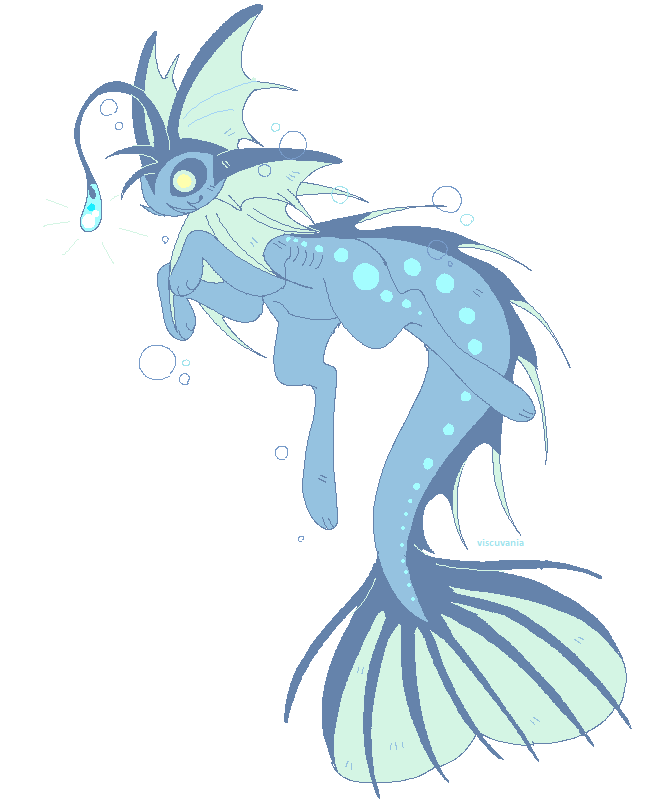 alternate_form, anglerfish, animal_focus, animal_hands, blue_fur, blue_sclera, bubble, closed_mouth
