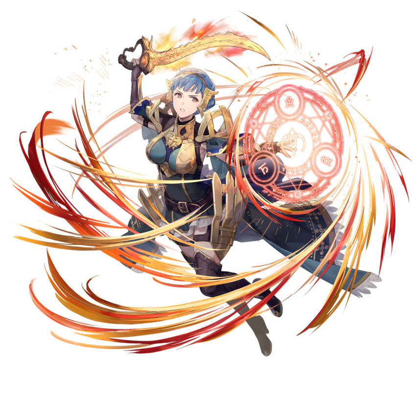 1girl, azu-taro, blue_hair, blutgang_(fire_emblem), braid, breasts, crown_braid, dress