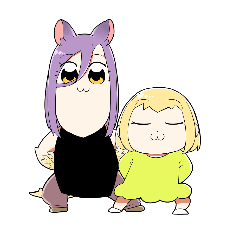2girls, :3, animal_ears, blonde_hair, bocchi_kaibutsu_to_moumoku_shoujo, dress, full_body, heath_(bocchi_kaibutsu_to_moumoku_shoujo)