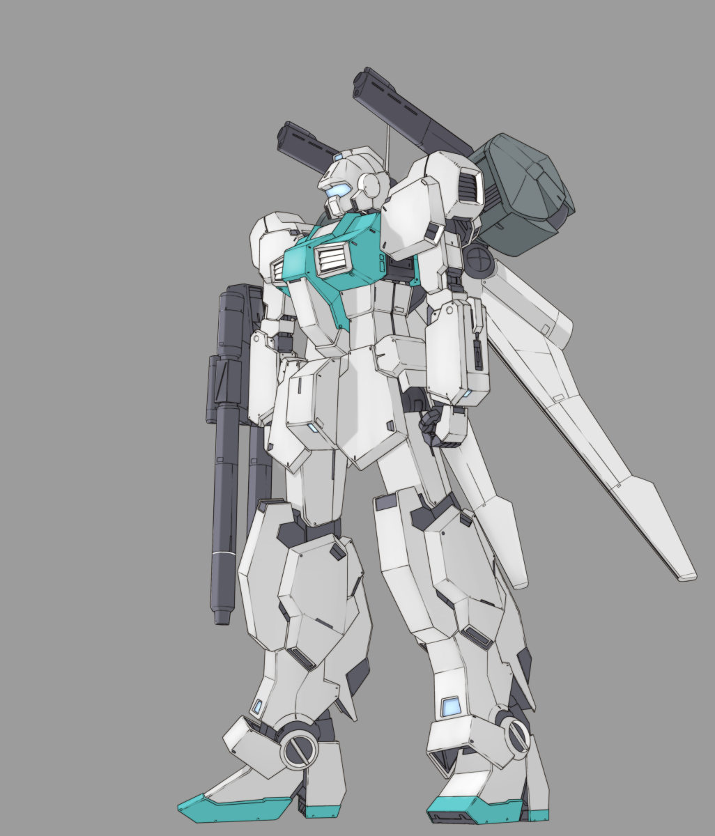 assault_visor, bag, double_beam_cannon, gundam, highres, humanoid_robot, mecha, mobile_suit