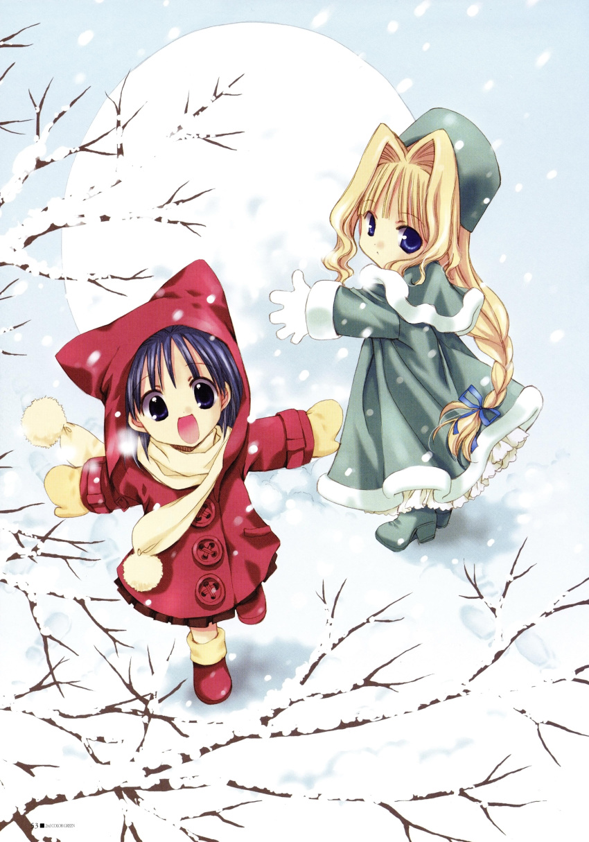 2000s_(style), 2girls, :d, absurdres, animal_ears, animal_hat, ankle_boots, aqua_bow