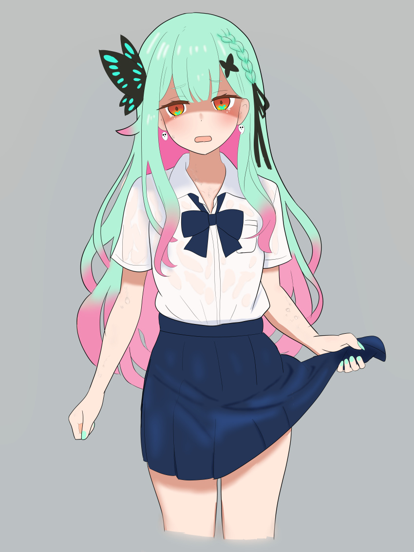 absurdres, butterfly_hair_ornament, green_hair, hair_ornament, highres, hololive, kuronagirai, long_hair