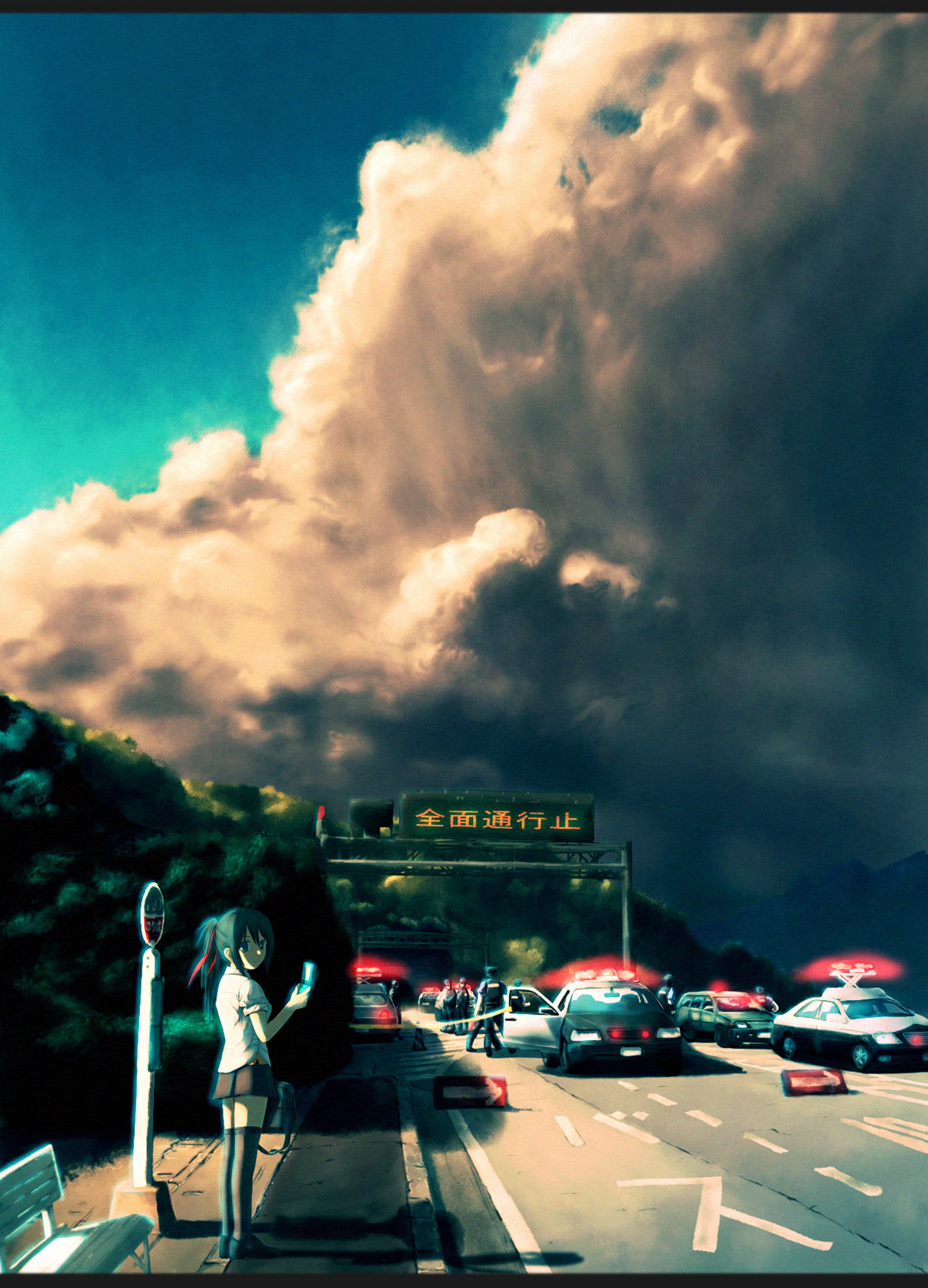 cloud, clouds, commentary, foxhound, hair_ribbon, highres, letterboxed, onibi_(foxhound4185)