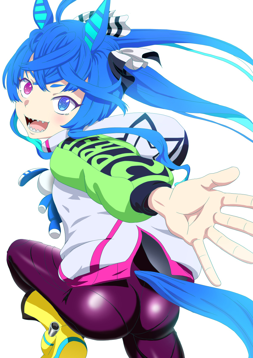 1girl, absurdres, ahoge, animal_ears, ankle_boots, aqua_hair, black_bodysuit, black_ribbon