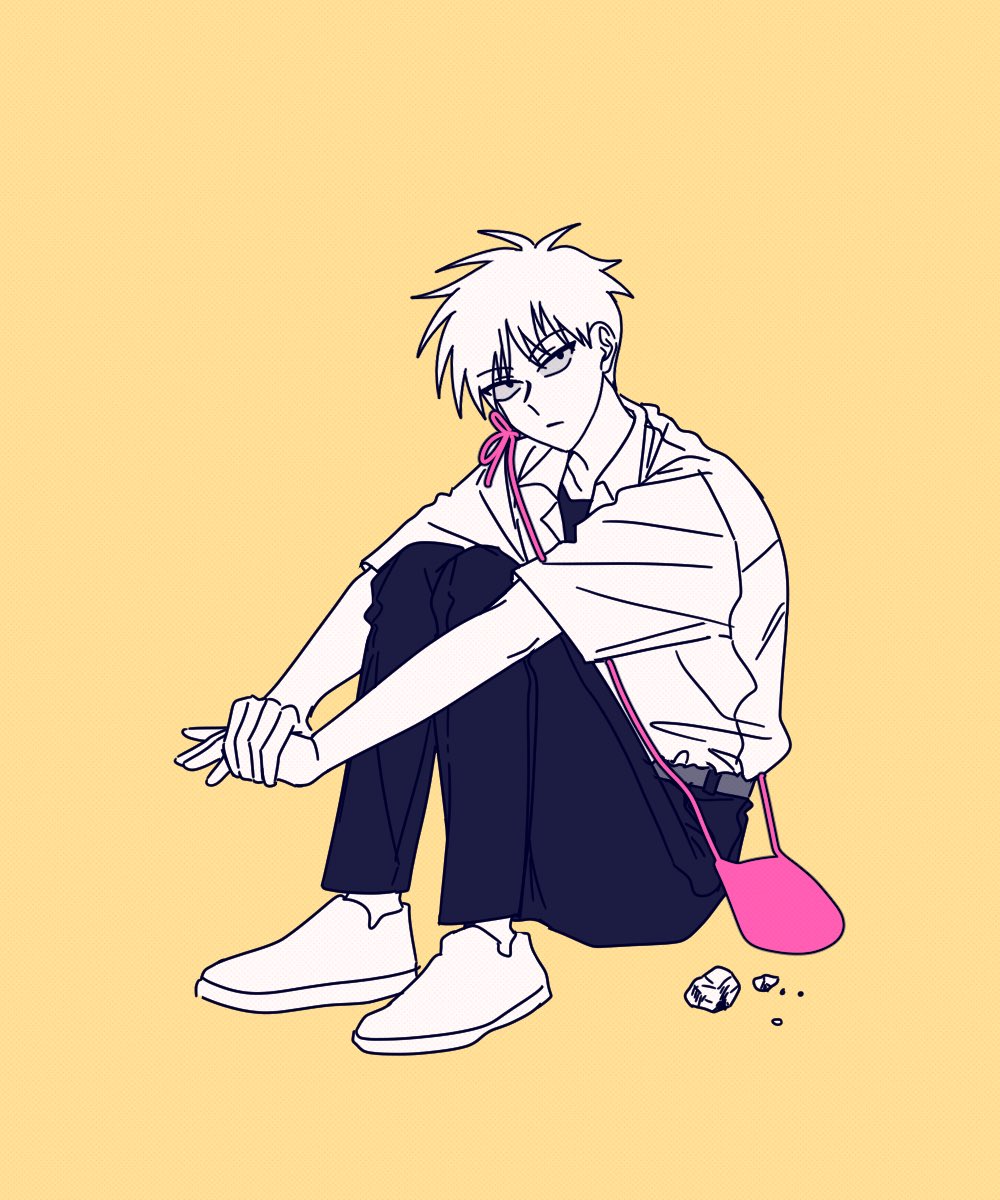 1boy, aged_down, akagi:_yami_ni_oritatta_tensai, akagi_shigeru, bag, belt, closed_mouth, collared_shirt