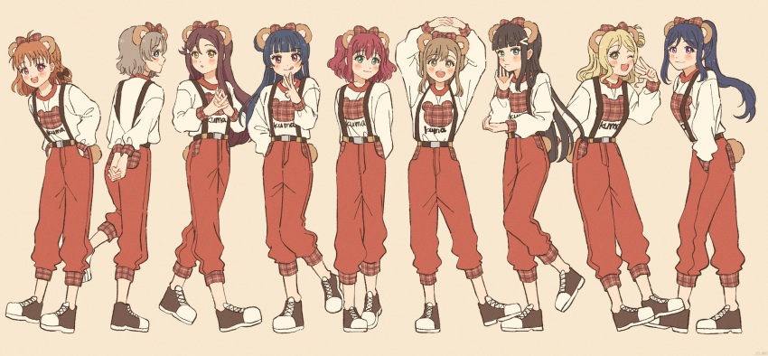 6+girls, :3, :d, :q, ;3, ;d, animal_ears, aqua_eyes